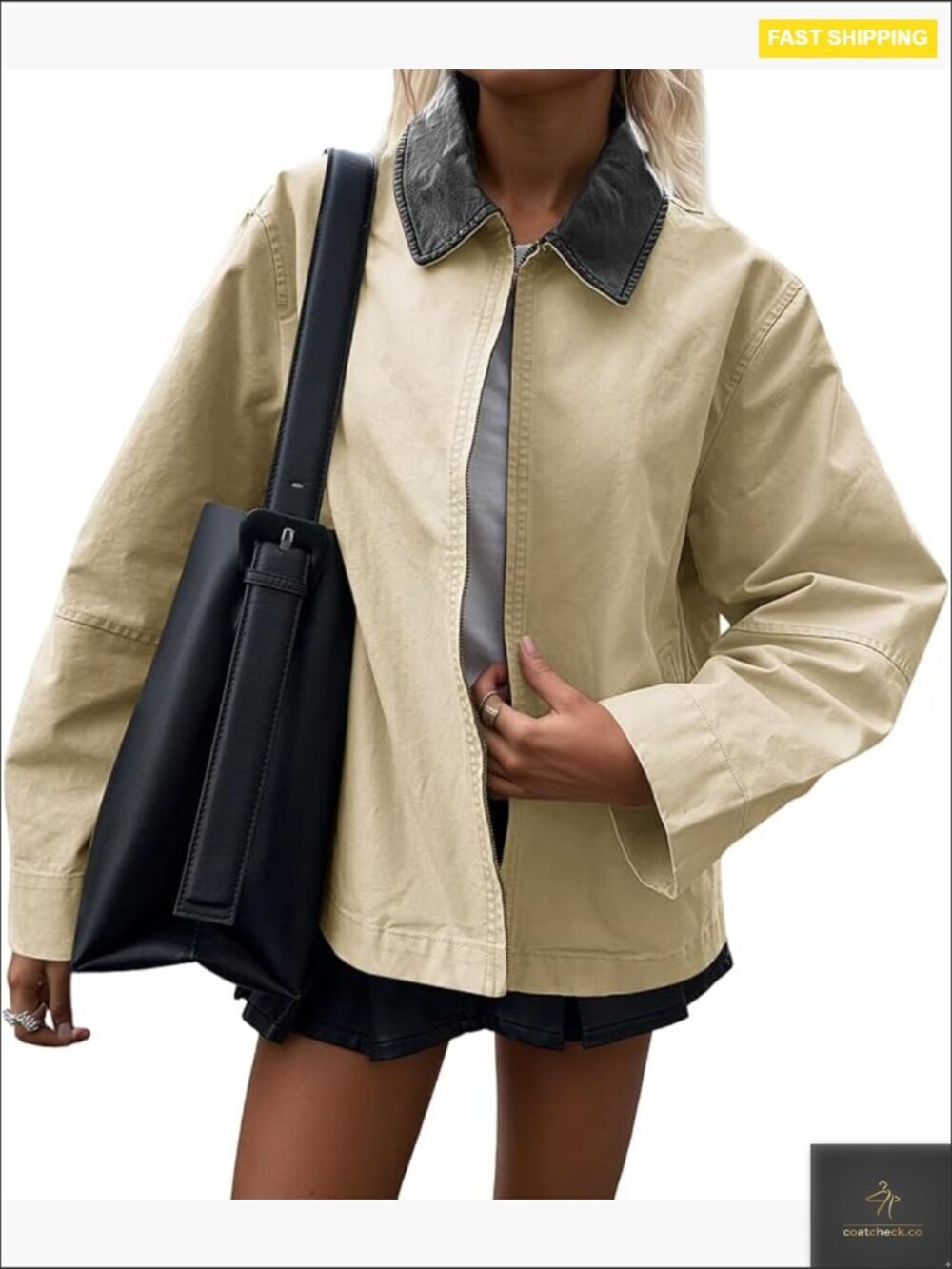 Casual Zip Up Barn Jacket Oversized Lightweight Cotton Canvas Coat Layer